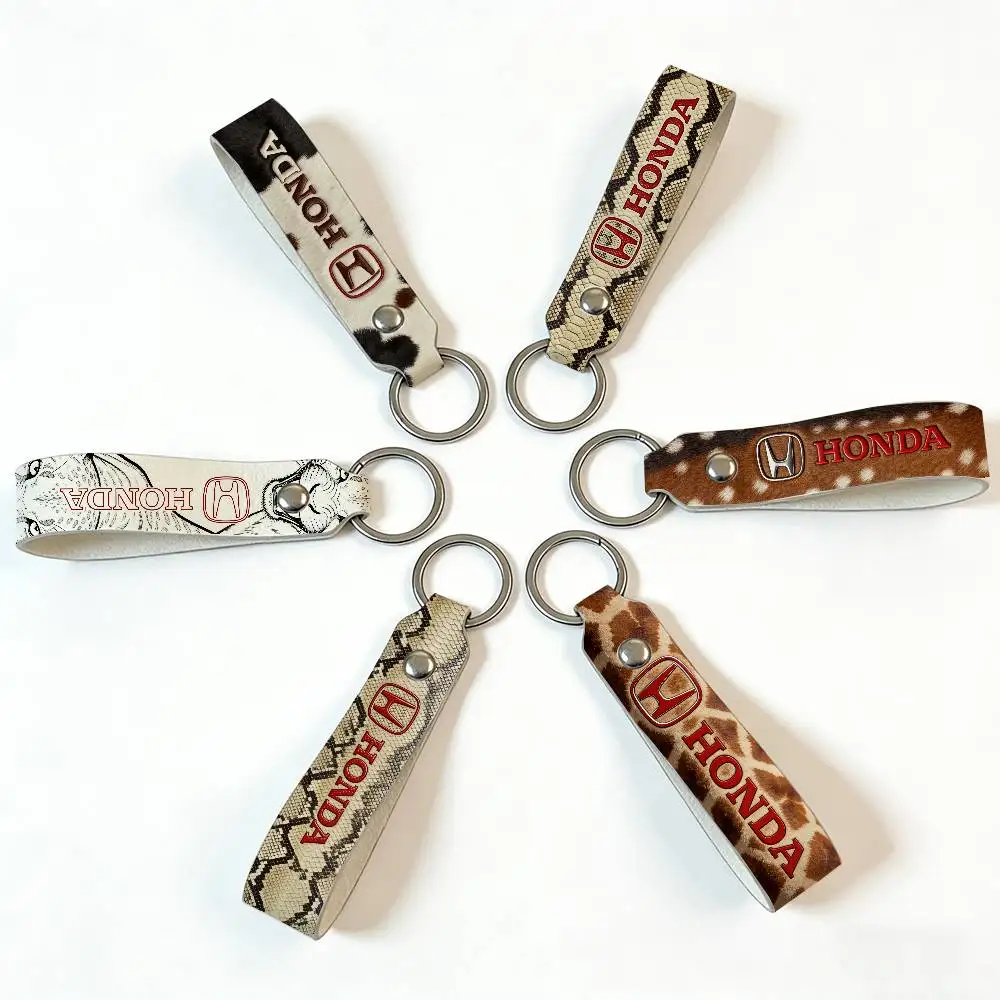 For HONDA ferocious beast High Quality PU Leather Moto Keychain Vintage Style Key Pendant For Scooter Motocross