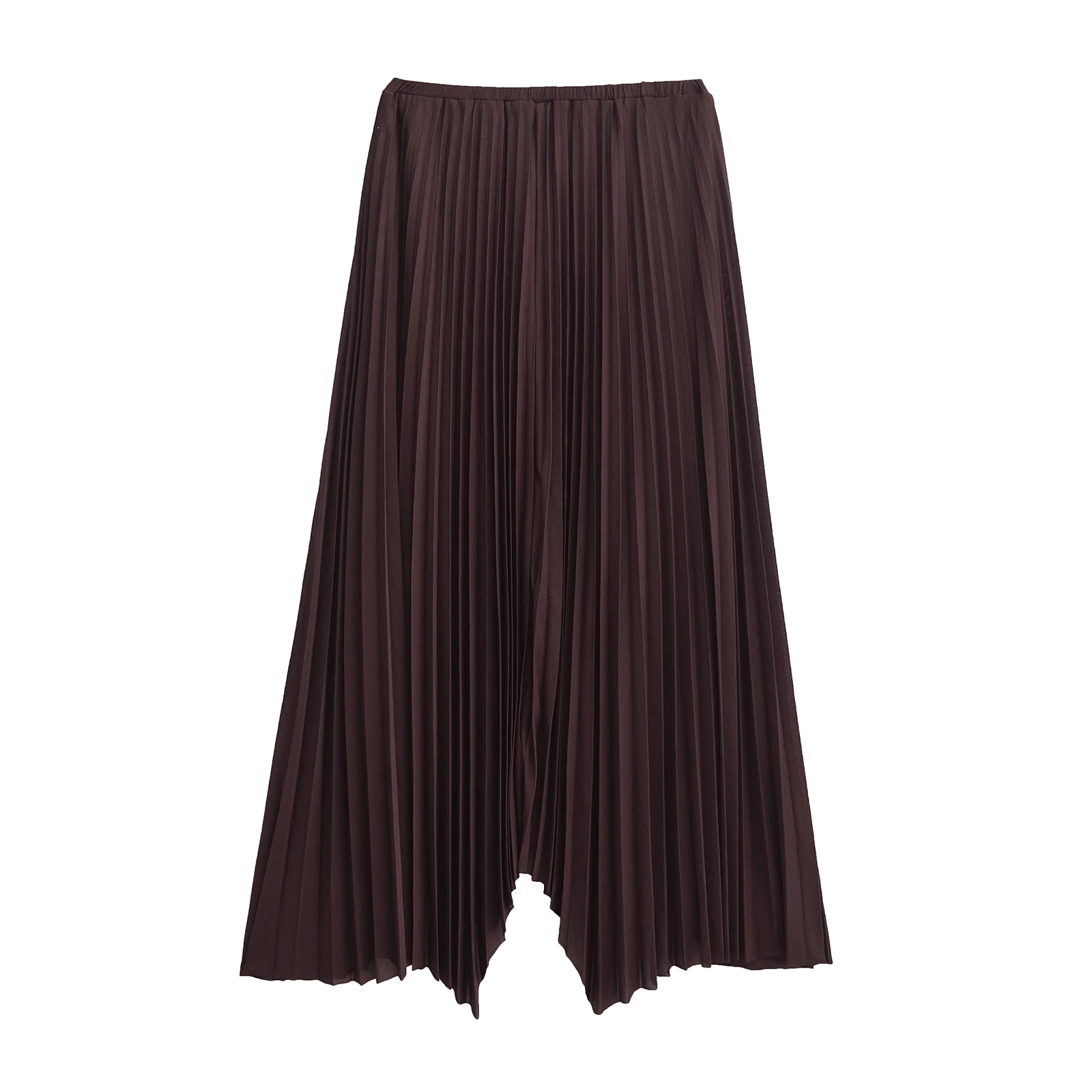 TRAF Long Pleated Skirts for Women Spring Fall Chic Elastic A Line Elegant Office Ladies Luxury Midi Skirt 4813/824