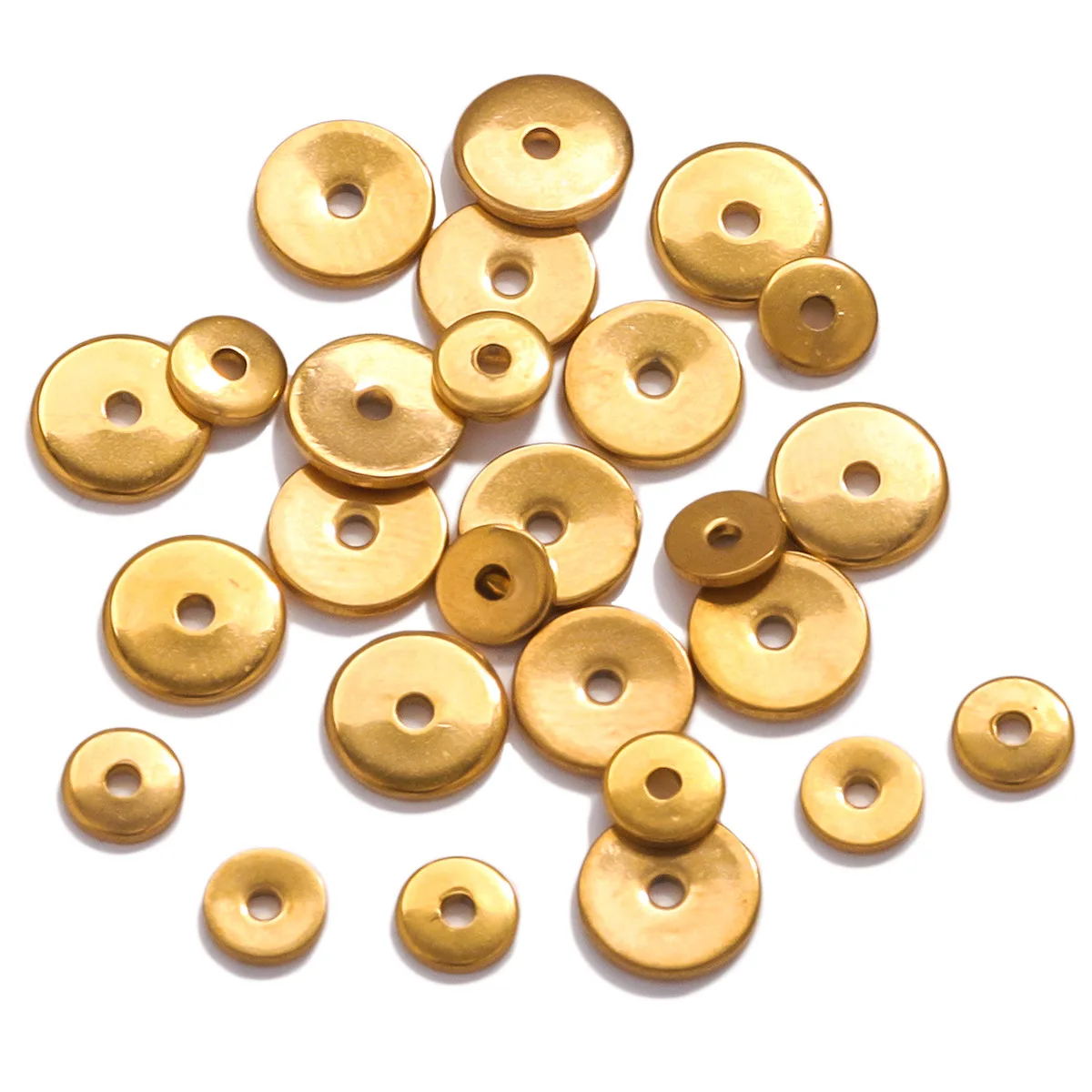 10pcx/lot Stainless steel spacer bead jewelry making, PVD 18K gold-plated loose beads DIY jewelry accessory gasket  spacer