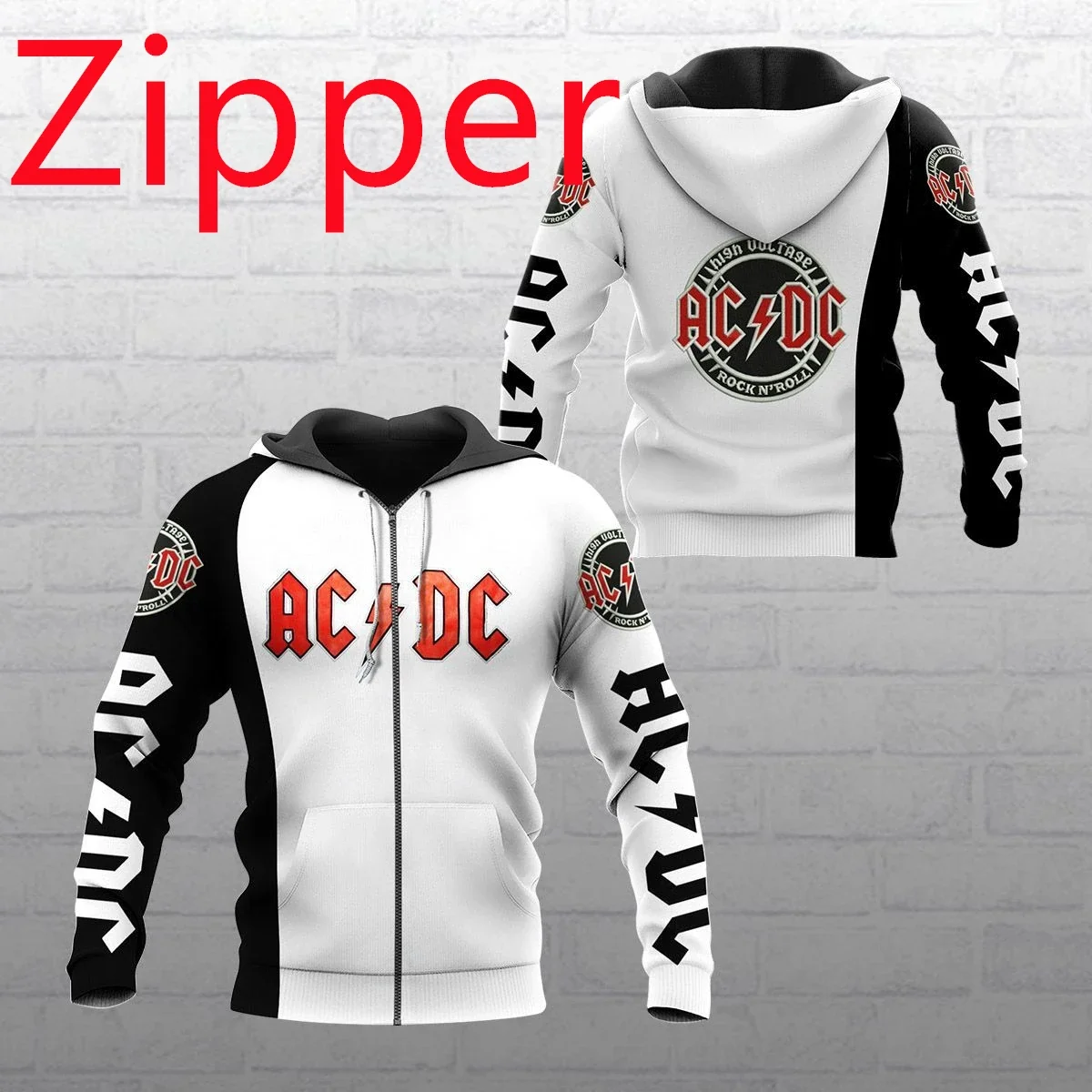 

2024 Spring and Autumn Fashion Retro AC Men's Fashion Rock Men's and Women's DC Top Casual Zipper Hoodie Jacket