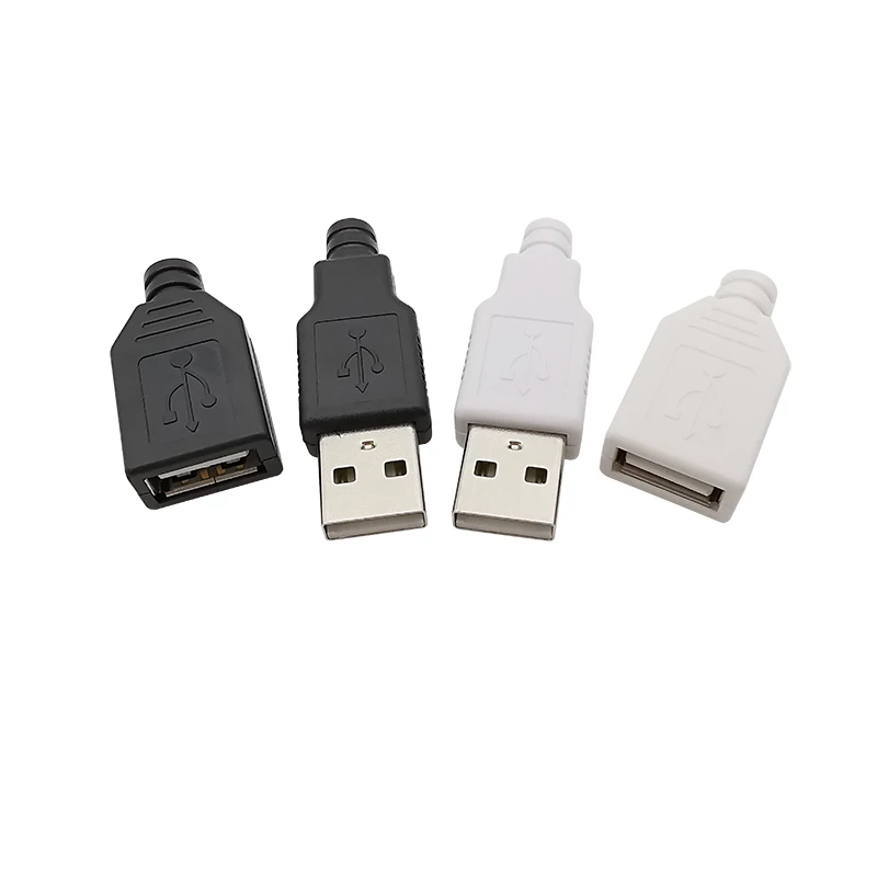 USB 2.0タイプaオスプラグ,4ピン,はんだ付けコネクタ,データケーブルの修理,DIY,10個