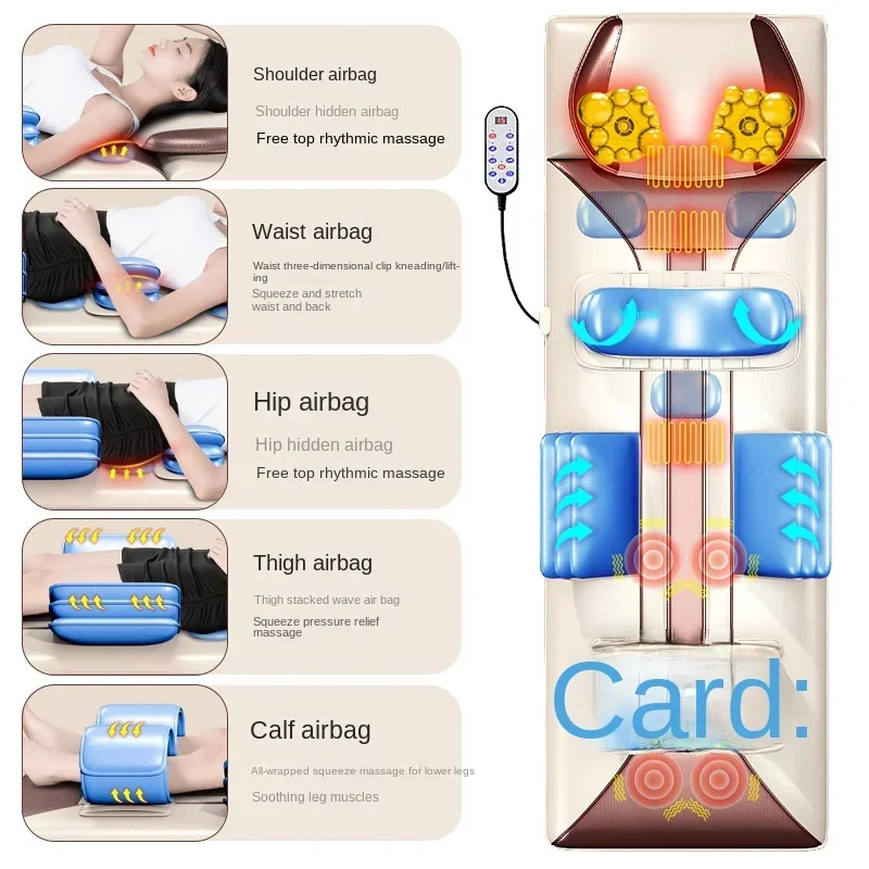 Cervical Waist and Back Massager Folding Automatic Kneading Massage Mattress Airbag Vibration Massage Cushion