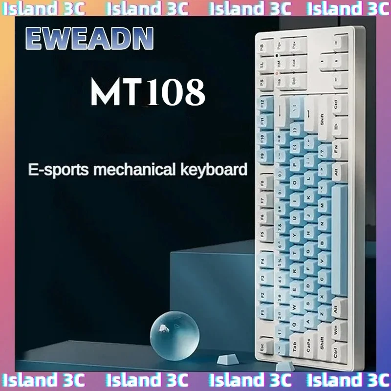 

EWEADN MT108 Беспроводная механическая клавиатура, трехрежимная контурная эргономика, офисный игровой ноутбук, аксессуары для ПК, периферийные устройства, подарок
