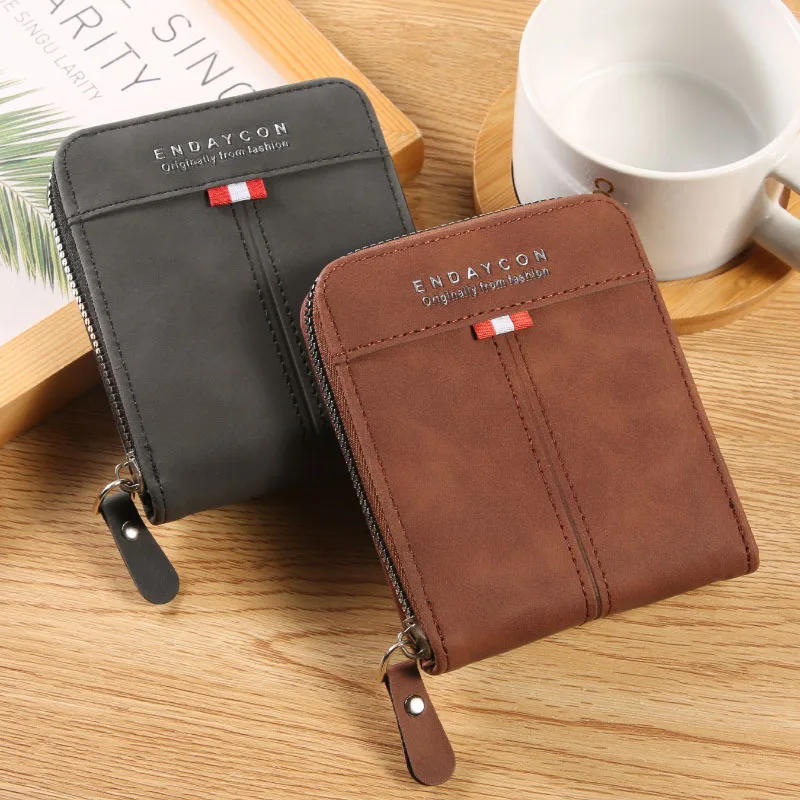 Cartera de hombre para tarjetas de crédito, monedero de lujo para hombre, bolsa para dinero, monedero corto con cremallera, cartera pequeña, carteras