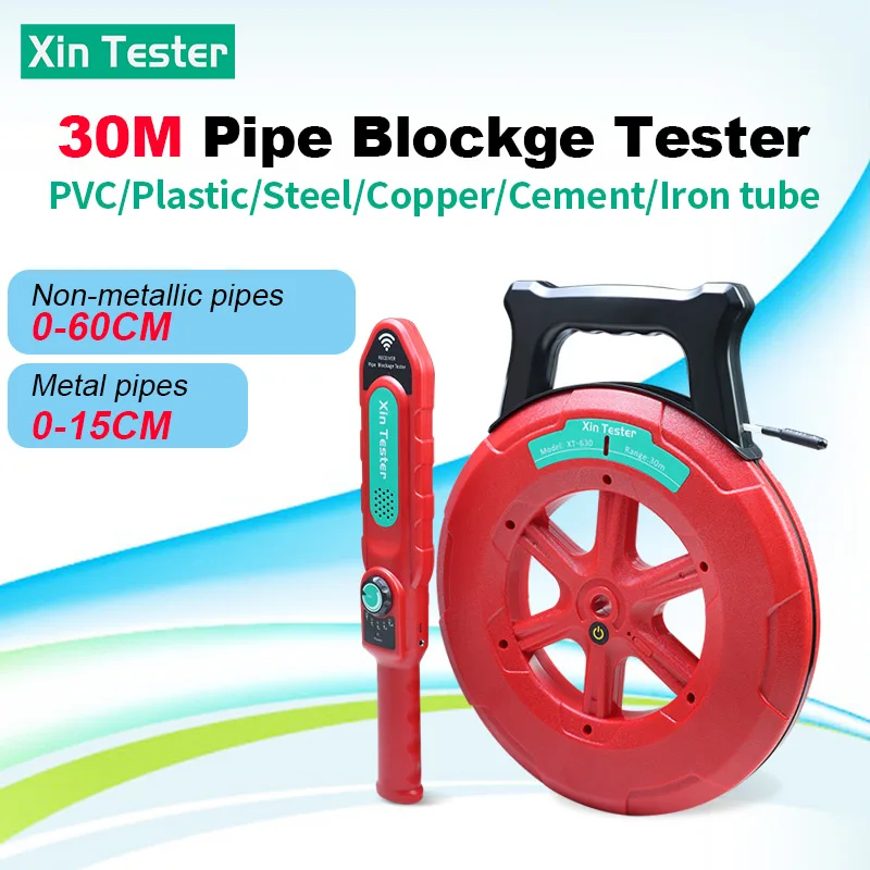 

Xin Tester XT-630 Portable Wall Steel/PVC/Iron Pipeline Plugging Tool Waterproof Pipe Diagnostic Plumbers Detector