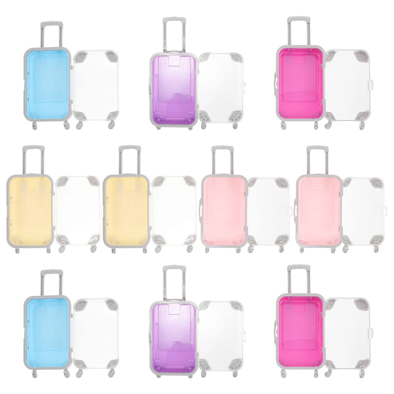 10Pcs Mini Transparent Suitcase Candy Boxes Plastic Travel Candy Box Small Luggage Prop Wedding Baby Shower Party Favor Storage