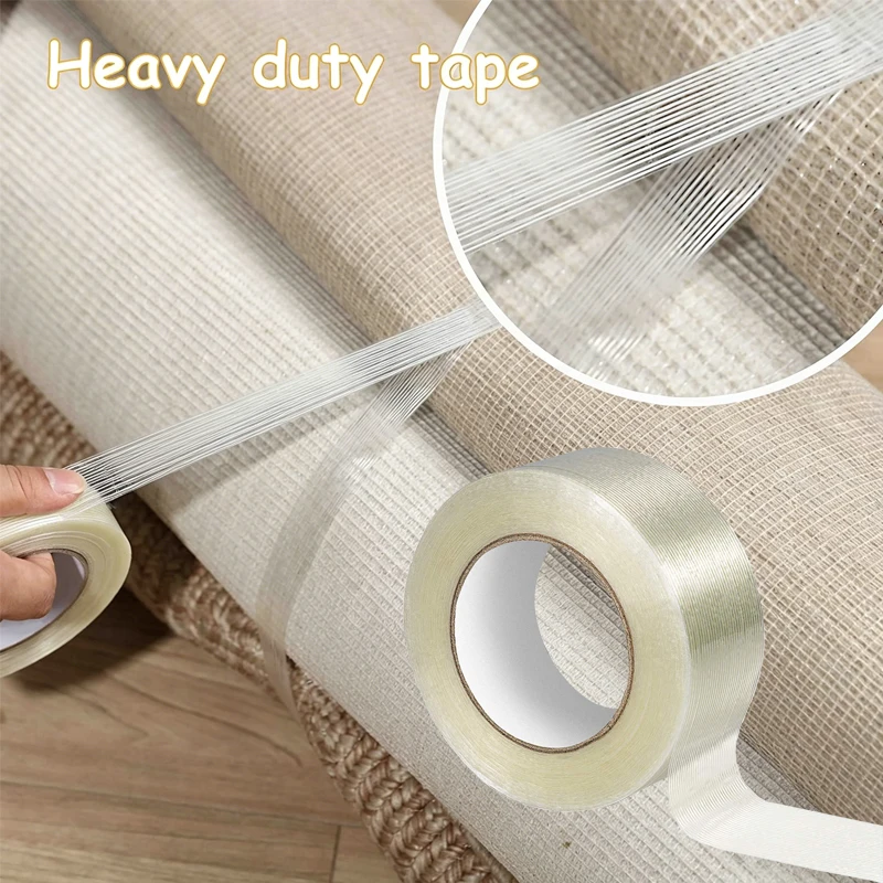 10/30/50mm Width Mono Filament Strapping Tape Resistant Heavy Duty Transparent Reinforced Fiberglass Packing Tape 25M