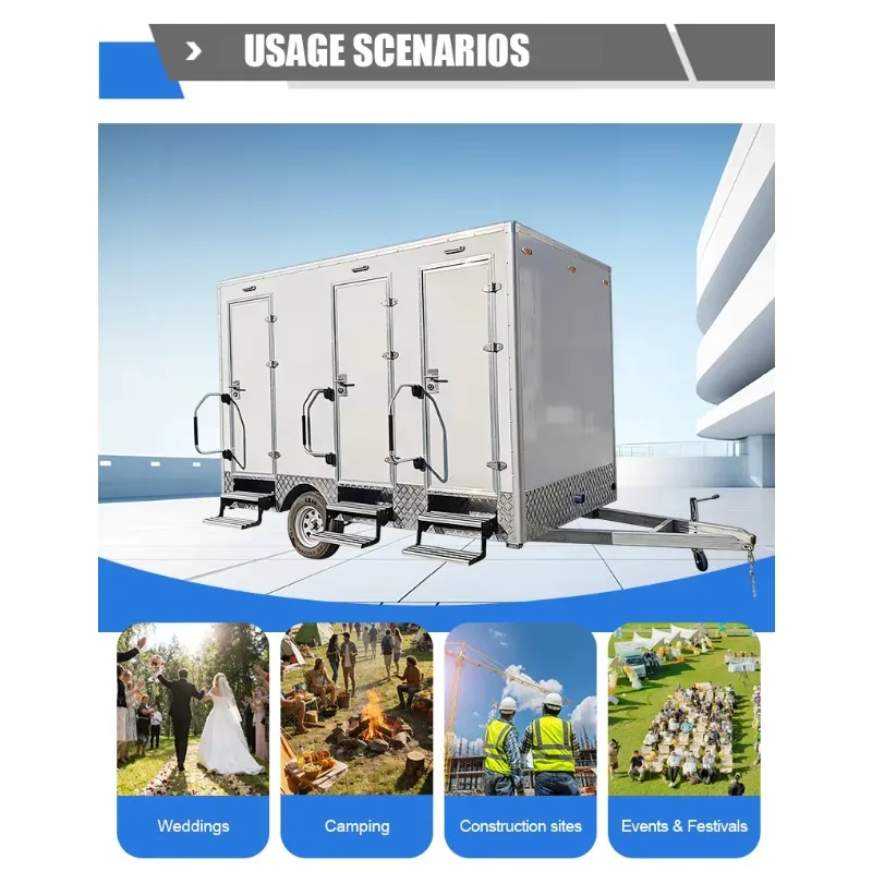 Customized Cheap Portable Bathroom And Toilet Trailer Shower Mobile Toilets Outdoor Portable Public Single Toilet For Events