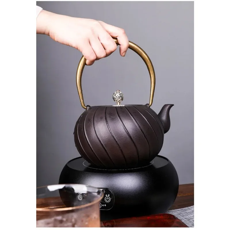 

1.2L Japanese Style Iron Kettle Copper Lid Cast Iron Teapot With Filter Handmade Home Pig Iron Boiling Kettle