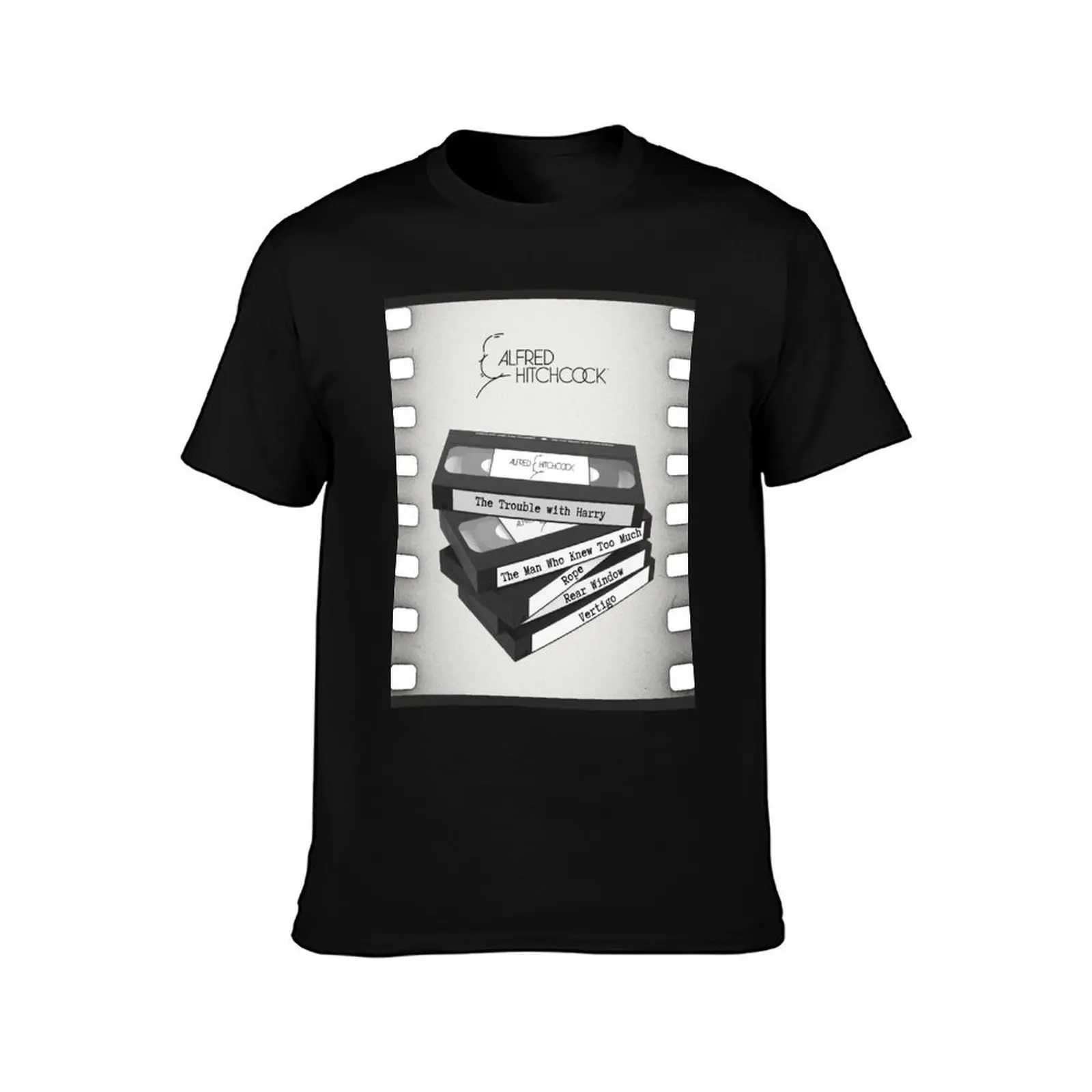 Alfred Hitchcock VHS Tapes, Old Film Tape, Rear Window, Vertigo, Rope, The Trouble With Harry. T-Shirt
