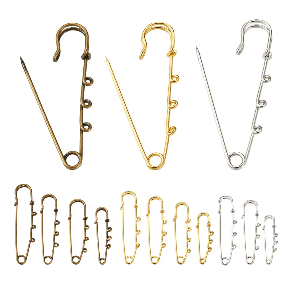 44pcs Stainless Steel Safety Pins 3 /4 /5 Loop Brooch Pins For jewelry Clothes Accessories Findings DIY Making Mix Color