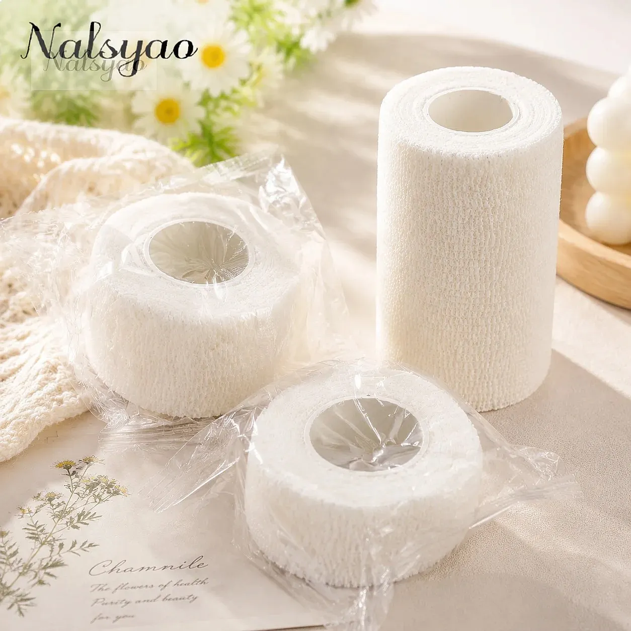 5 Pcs 2.5/5/7.5/10cm Self Adhesive Elastic Bandage Cohesive Non-woven Wrap Tape for Sports Injury Finger Wrist Leg Support