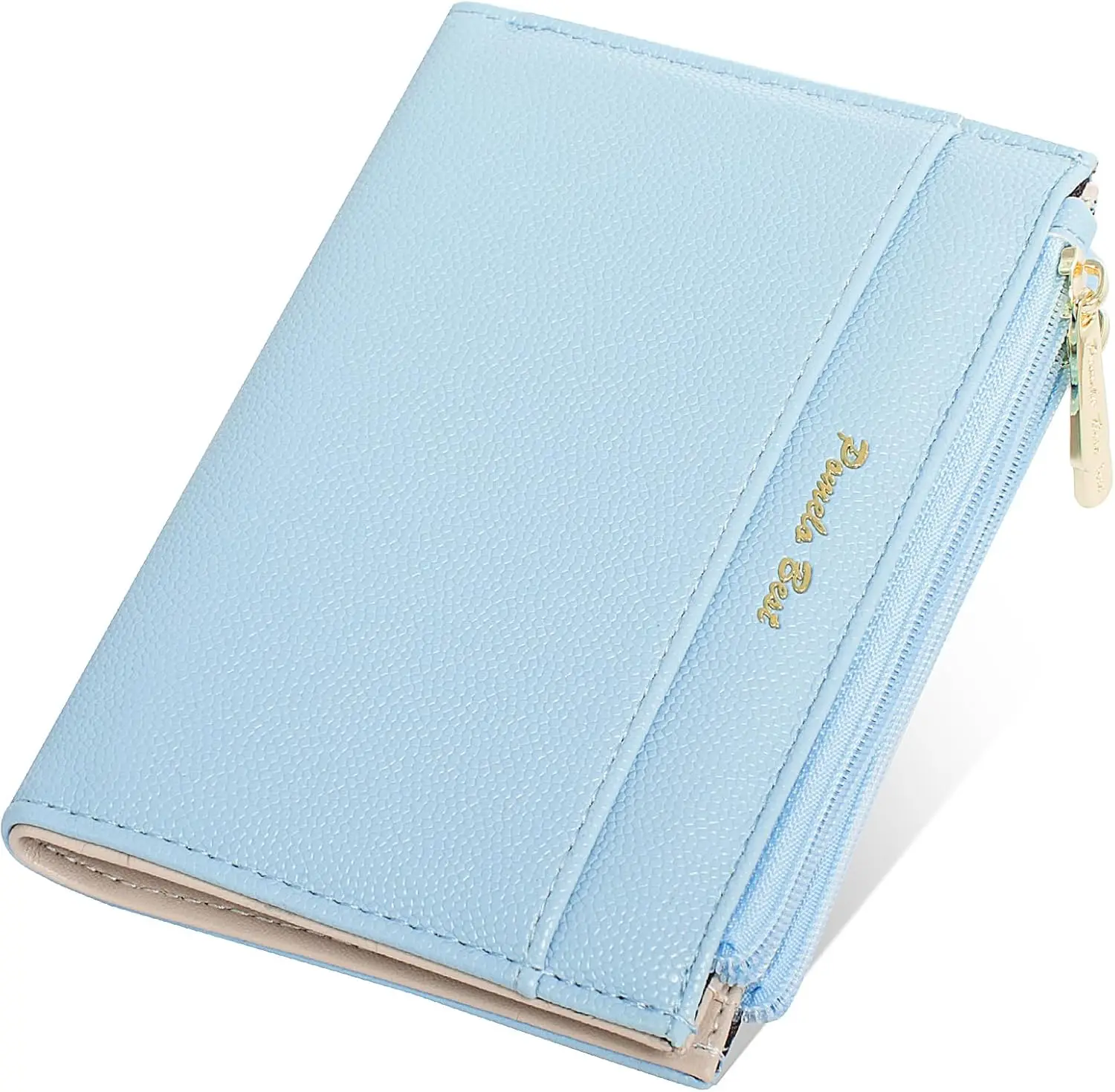 

Small PU Leather Wallet for Women, Two-Fold Wallet with RFID Protection, 6 Card Slots, 2 Zip Pockets, blue, S, Casual