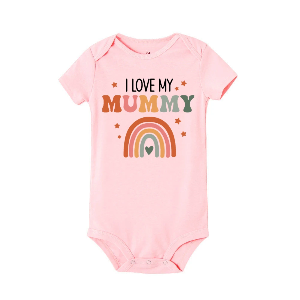 I Love Mummy & Daddy Body con estampado de arcoíris para bebé recién nacido, monos divertidos de manga corta para verano, Body para niños y niñas