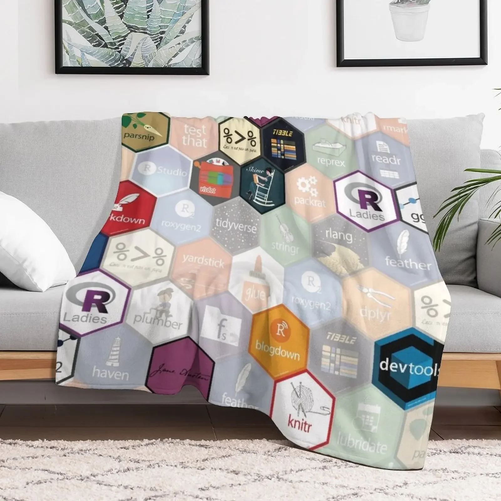 R hex design (large hexes) Throw Blanket Bed Fashionable Sofa Luxury Designer Blankets