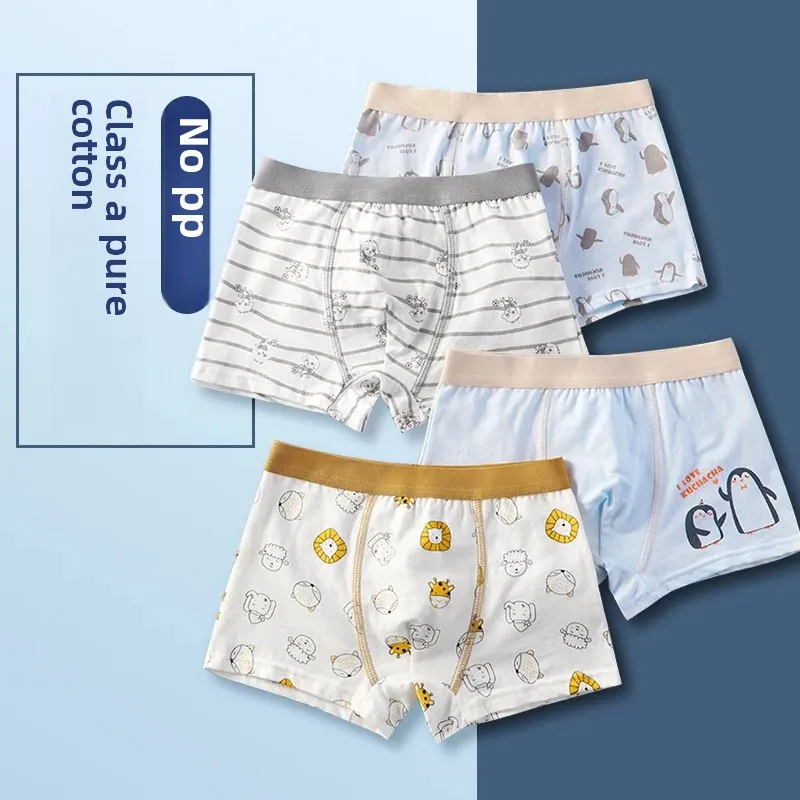 Boys Underpants Pure Cotton Wholesale Children's Mid to Large Shorts Boys A Class Cotton Flat Angle Four Corner Bottoms Summer