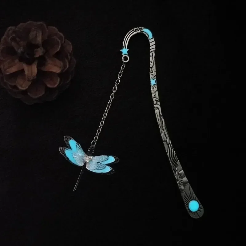Retro Luminous Metal Bookmark Butterfly Dragonfly Bookmark Childrens Stationery Student Supplies Gift view 6