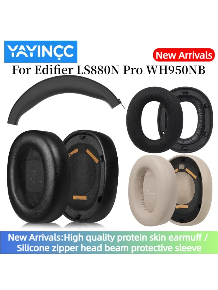 YAYINCC Zamienne skórzane nauszniki/silikonowa osłona ochronna na pałąk słuchawek do bezprzewodowych słuchawek Edifier LS880N Pro WH950NB — zdjęcie produktu 7