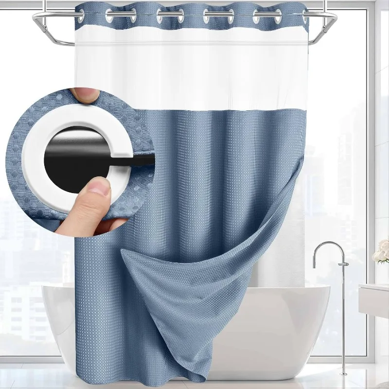 

Double Layer Grommet Shower Curtain Bathroom Waterproof Mold‑Resistant Toilet Partition Curtain