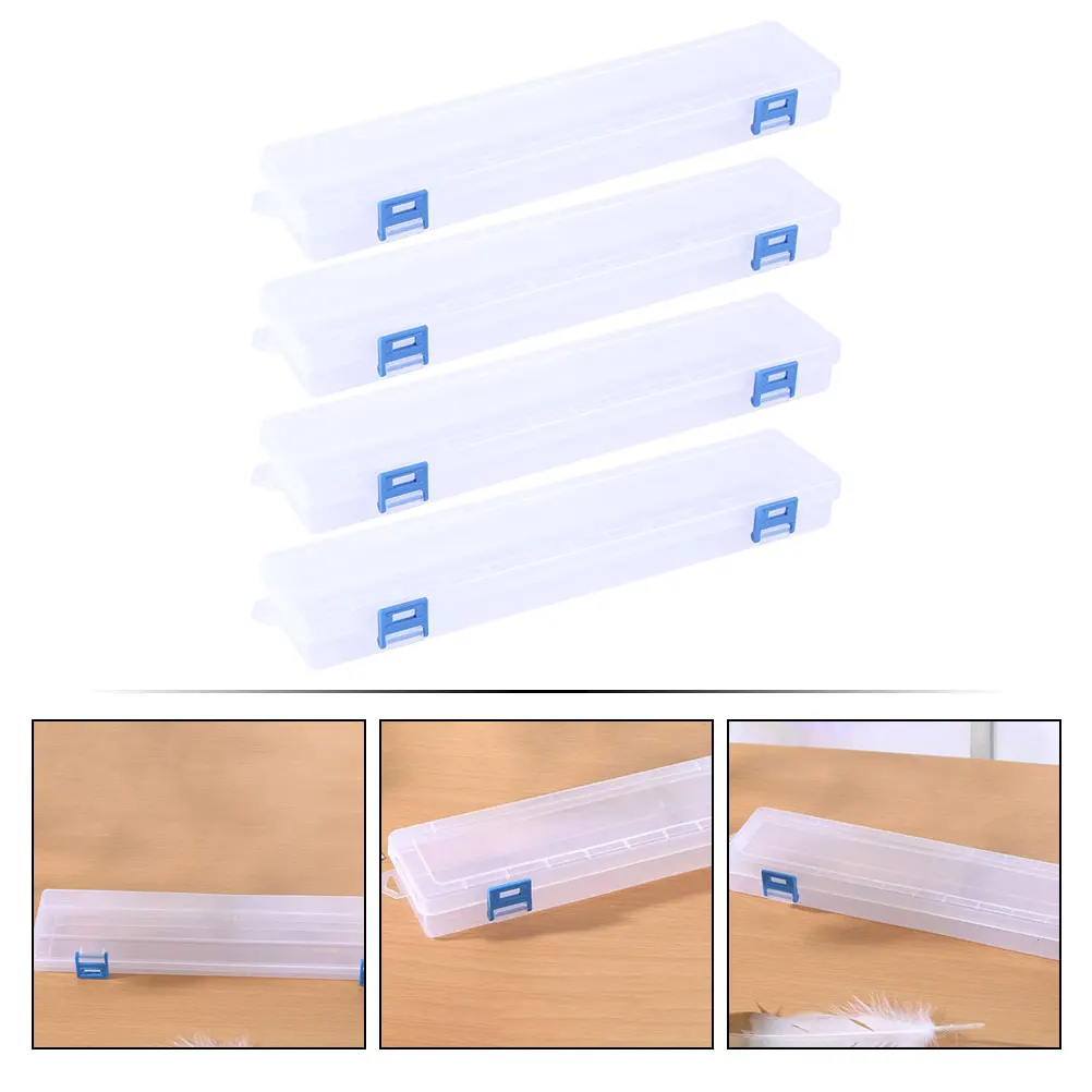 

4pcs Oil Painting Brush Box Clear Storage Case for Markers Pens Portable Handheld Supplies Container Lightweight Durable