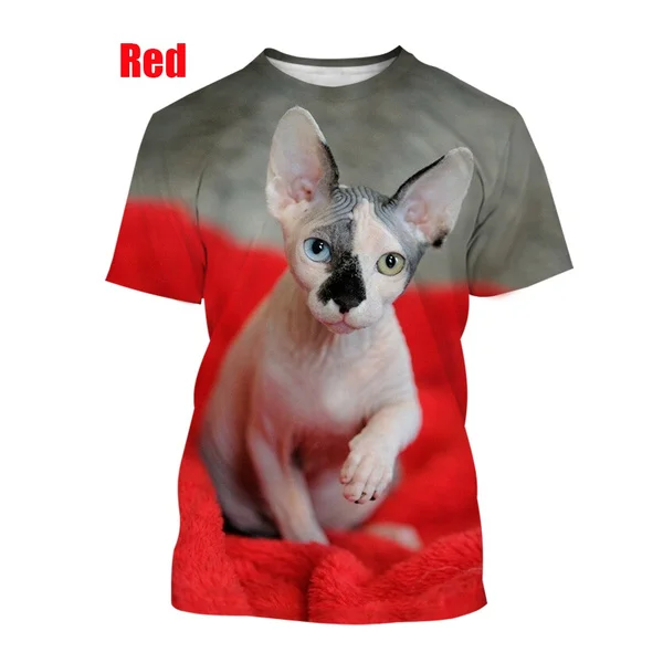 New Fashion Men Ladies 3D Sphinx Cat T Shirt Funny Print T-Shirt