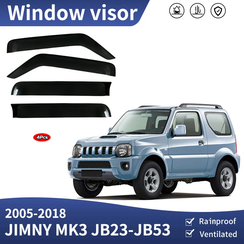 ABS Plastic Exterior Car Visor Vent Shades Window Sun Rain Guard Deflector For Suzuki JIMMY MK3 MK4 2005 - 2019 +