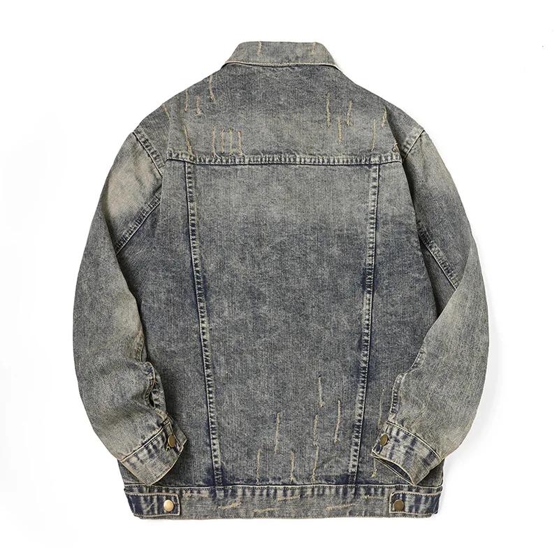 Spring and autumn new styles Scratched denim jacket for men Fashion casual loose design men's denim jacket