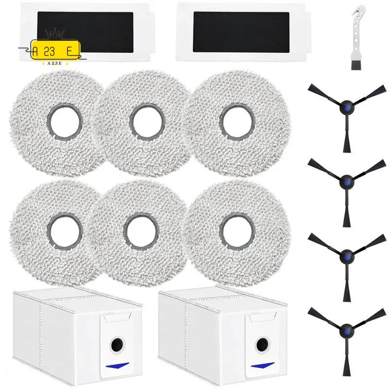 A23E-Replacement Part Accessory Set For ECOVACS DEEBOT T30 Pro Omni Robot Vacuum Cleaner:Wipes Dust Bags Side Brushes Filters