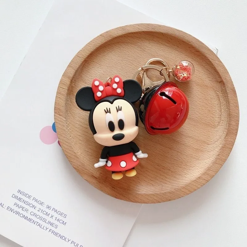 Disney Cartoon Cute Stitch Minnie Keychain for Men and Women, Fashionable and Unique Creative Couple Key Ring with Bell Pendant