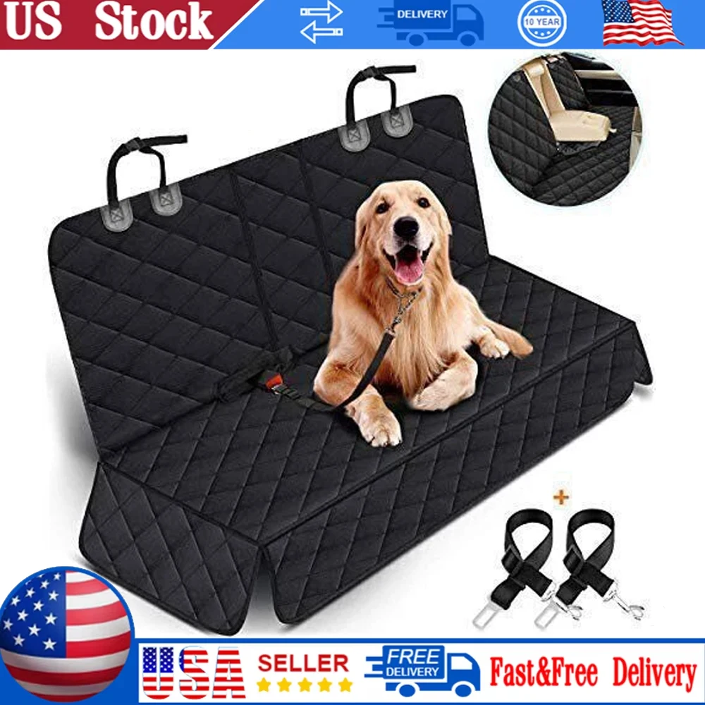 

1Set Universal Car Back Seat Waterproof Auto Rear Pet Seat Protector Mat Nonslip Cover Safety Carrier W/2 Dog Seat Belts