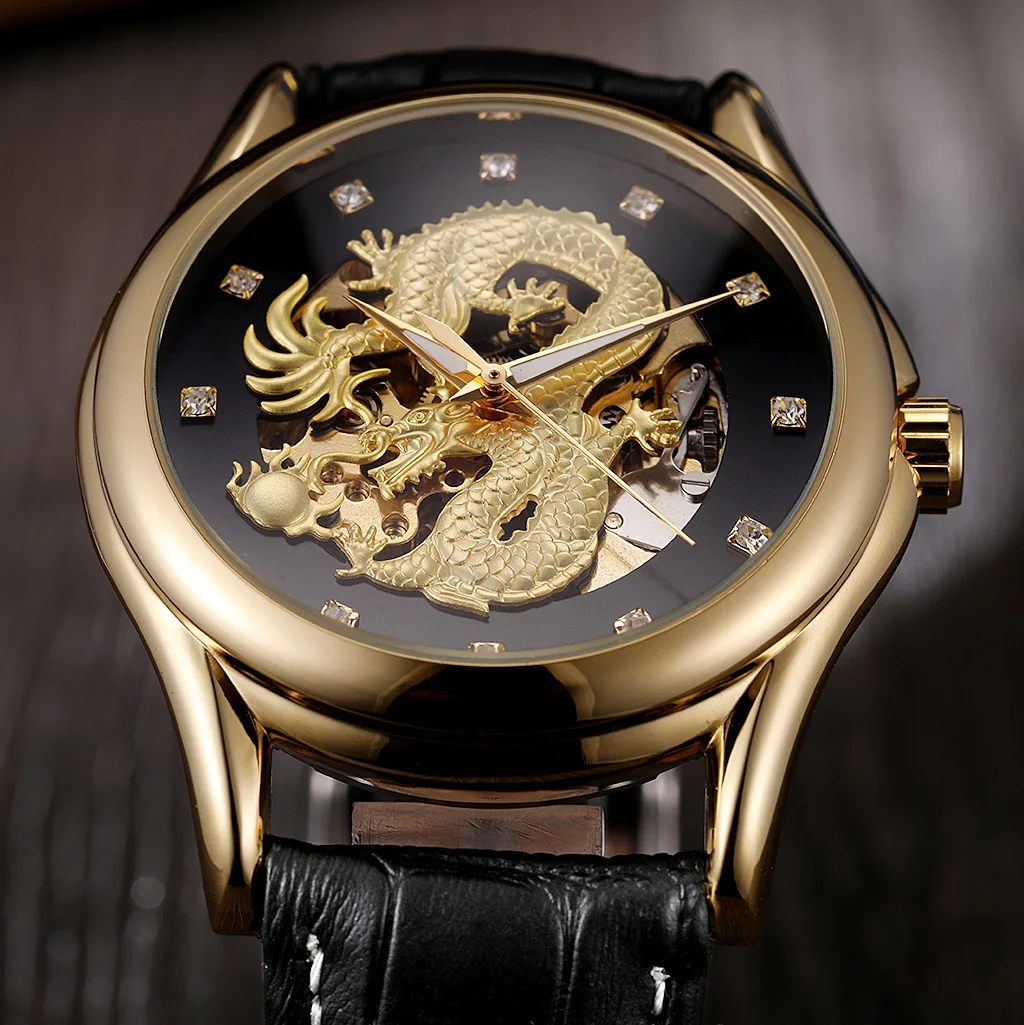 Forsining mens watches Top Brand Luxury 3D Dragon Original Design Diamonds reloj hombre automatico Mechanical Wristwatch Clock