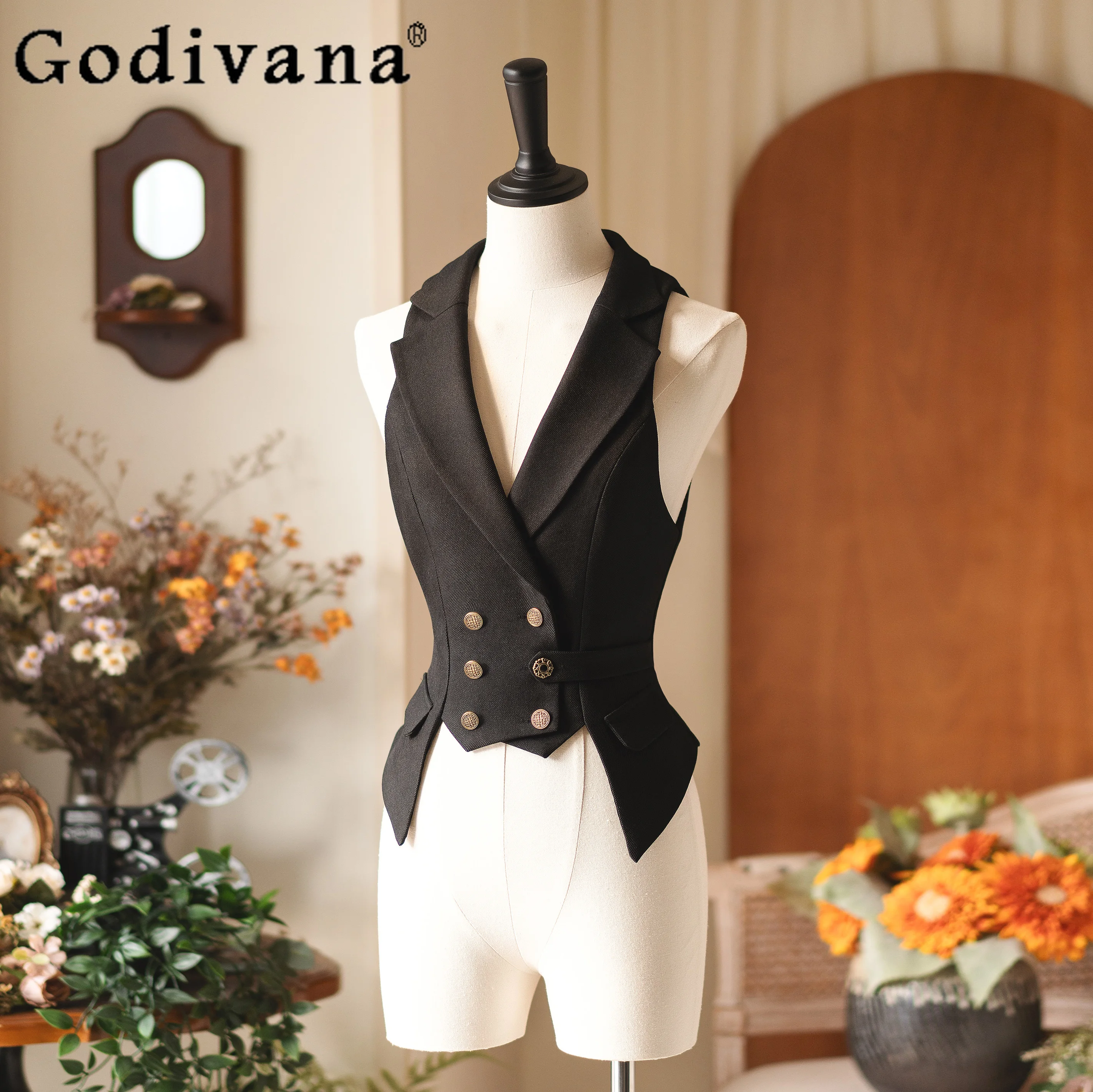 

Original British Retro Vest Jacket for Women Spring Autumn Women's Slim Fit Elegant Blazer Vest Lolita Long Sleeve Dresses OP