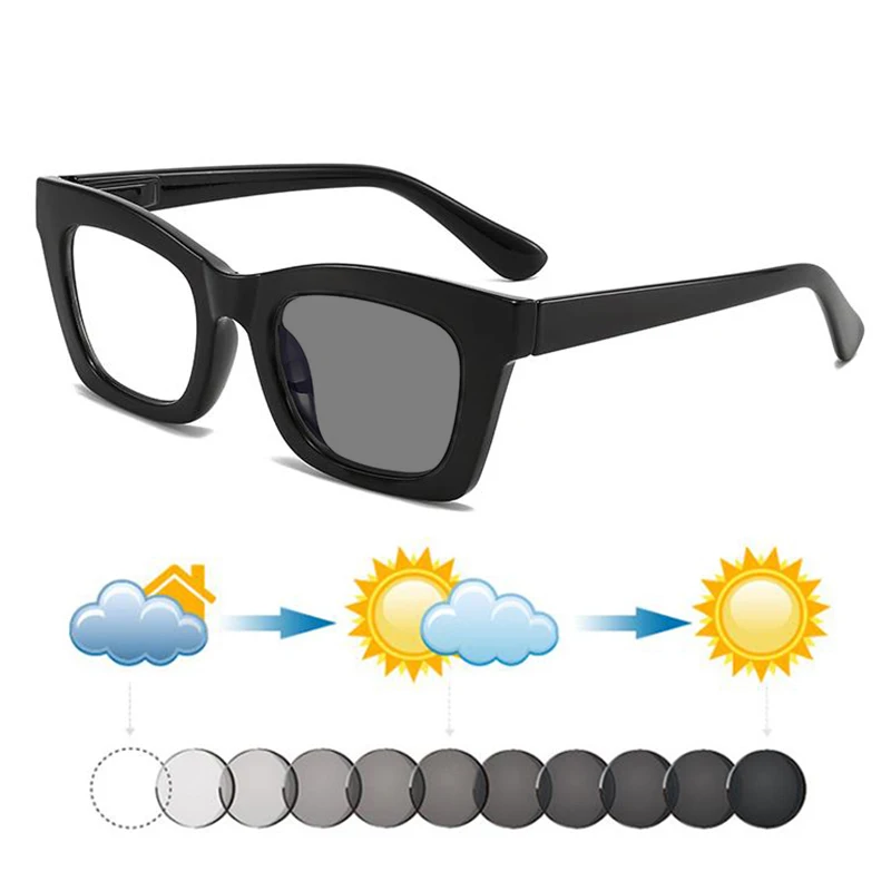 

Новые женские квадратные фотохромные солнцезащитные очки для близорукости, женские солнцезащитные очки для близорукости, темные очки по индивидуальному заказу по рецепту