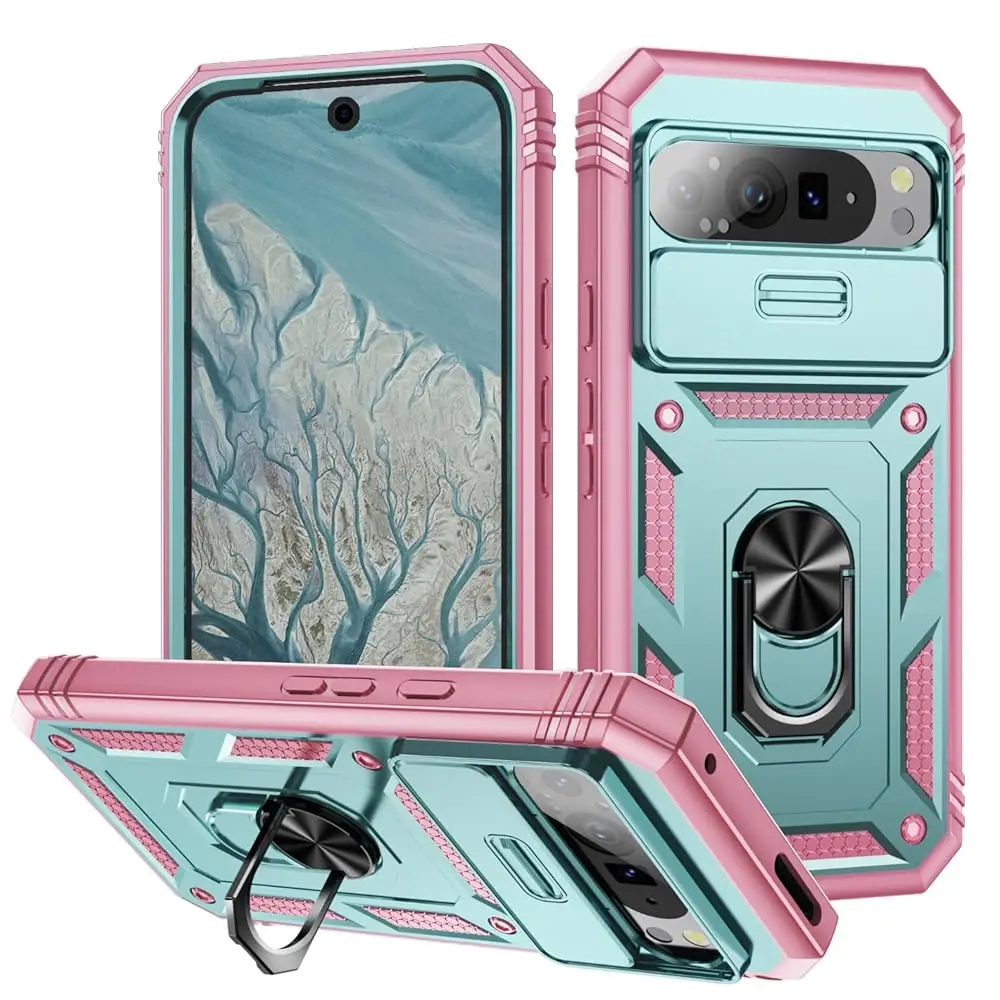 

for Google Pixel 9 Pro XL Case Military Grade Drop Shock Protection Cell Phone Cover with Slide Camera Cover Built-in 360° Ro