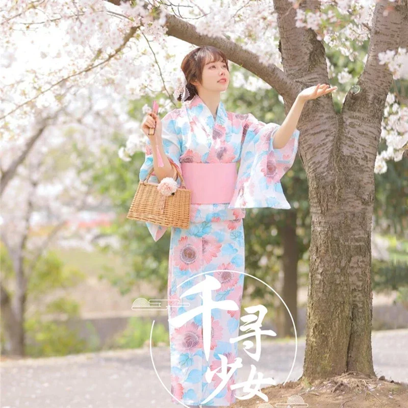 Kimono pakaian Formal Jepang wanita gaun tradisional Vintage jubah Cosplay Yukata kostum photosharing performa Geisha B