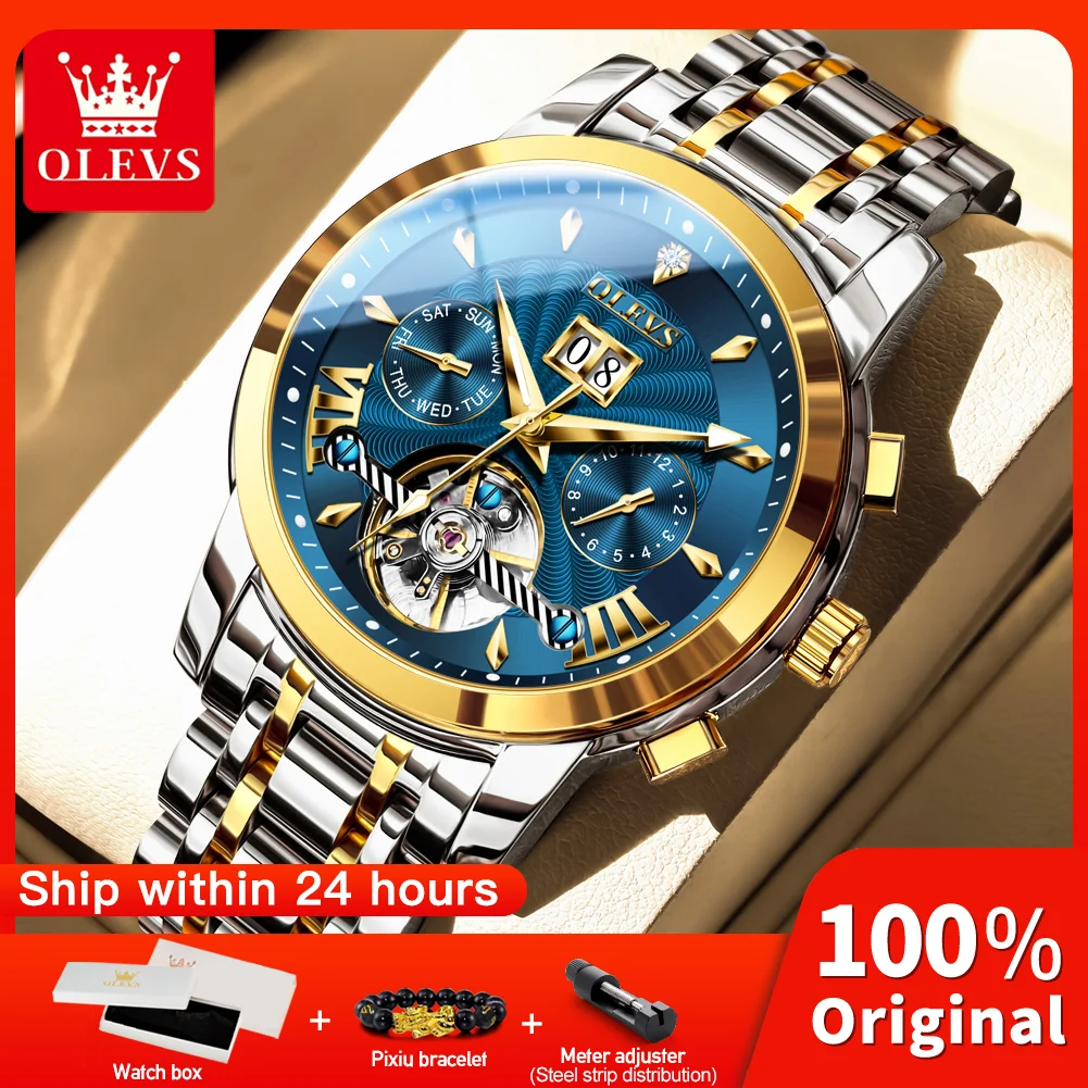 

OLEVS 9965 мужские часы оригинальные роскошные водонепроницаемые светящиеся автоматические механические часы Reloj часы для мужчин Freebie мужские подарки