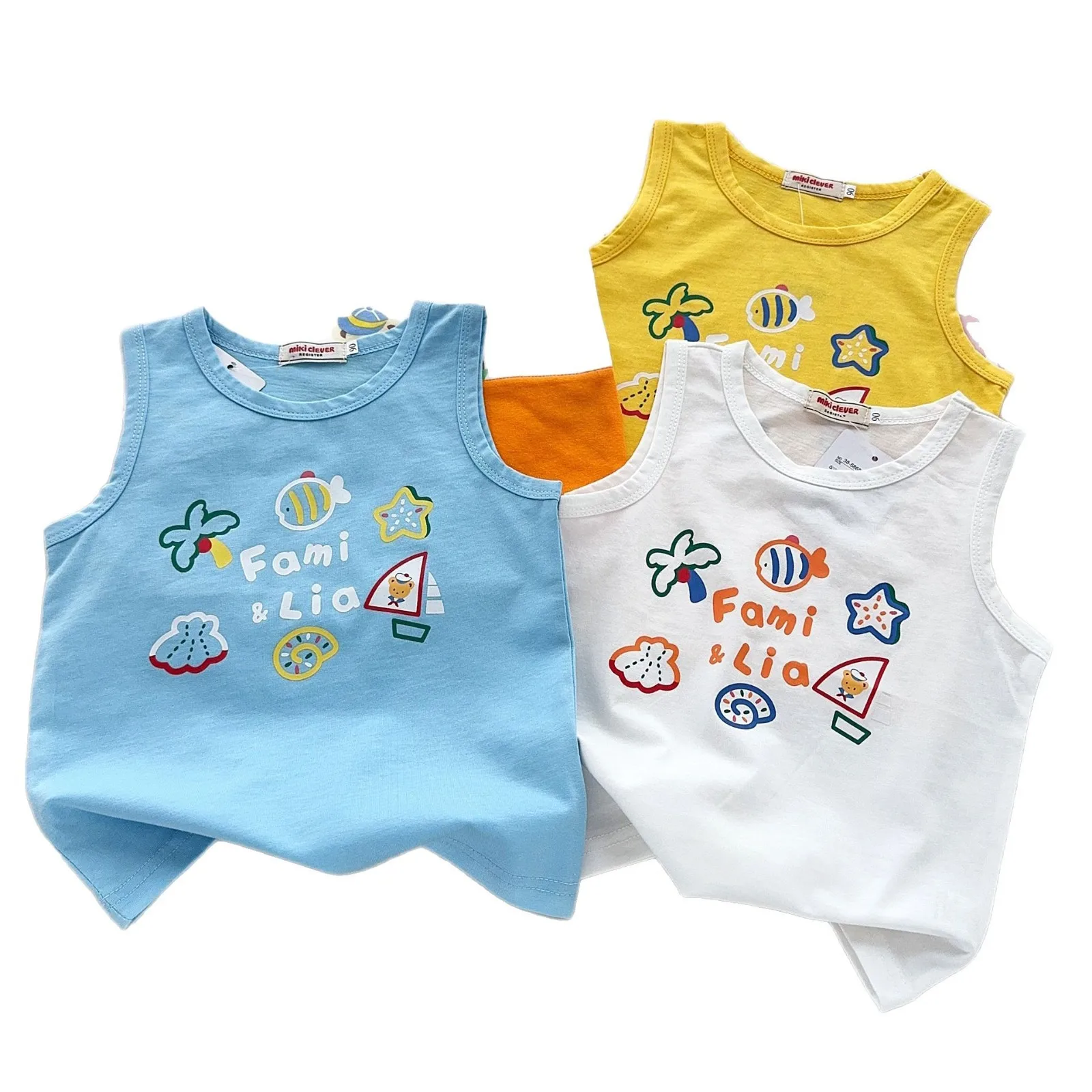 

Children's Summer Vest Boneless Cotton Short Sleeved Children's Clothing Wholesale 25 New Baby Sleeveless T Summer Top