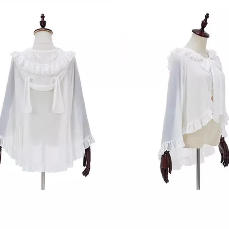 

Накидка-шаль с открытой запахом, пончо, пальто Лолиты, болеро, готический шифон, топы с плечами, милый плащ с капюшоном для девочек, кардиган для женщин