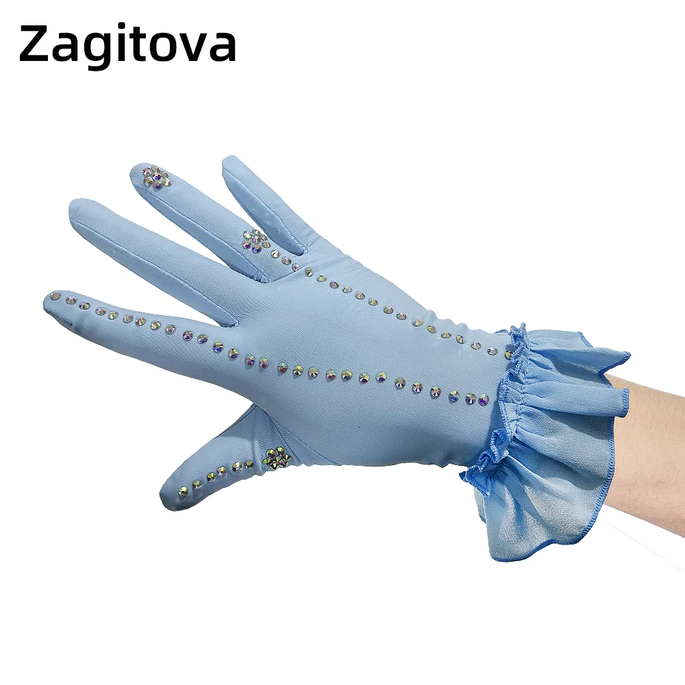 

Zagitova Womens Ice Figure Skating Gloves with Rhinestones Decoration for Competition