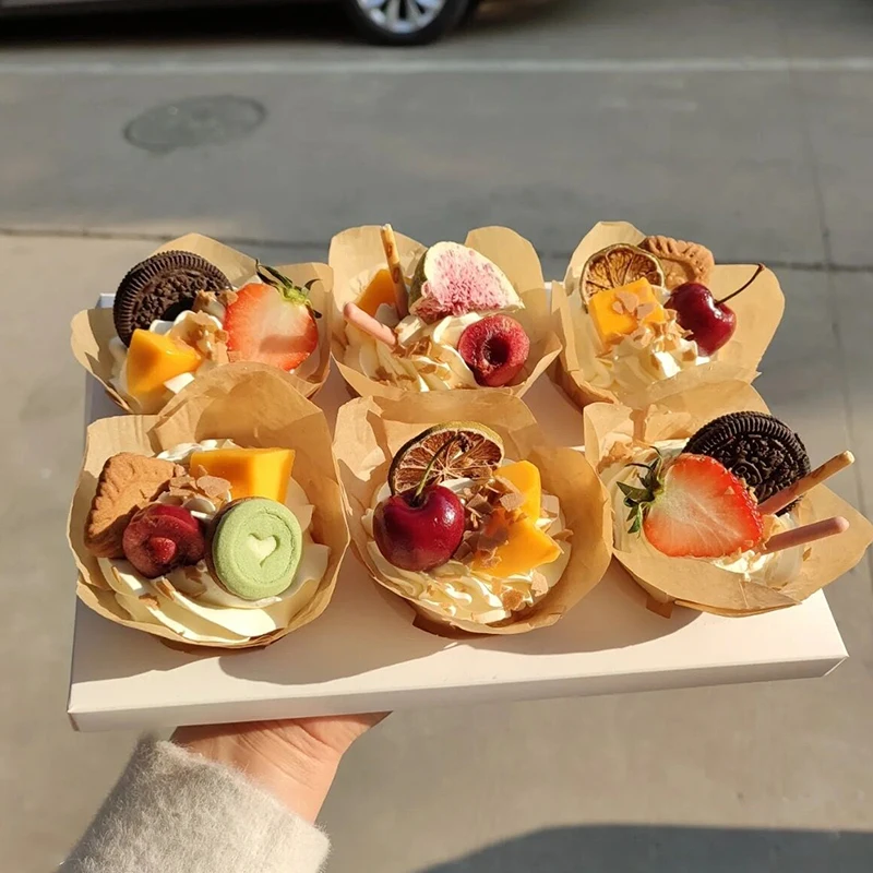 

50Pcs Greaseproof Paper Tray Cupcake Liners Cupcake Paper Tulip Baking Cups Cake Muffin Cups Kitchen Baking Tools