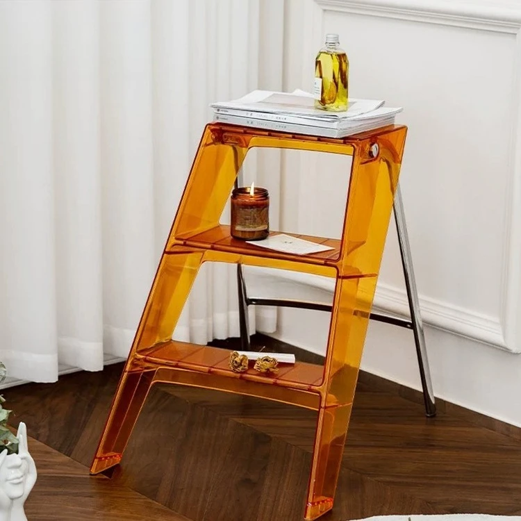 Wholesale 3 Step Acrylic Step Stool Clear Acrylic Folding Step Stool 150kg Kitchen Iron Frame Home Stool