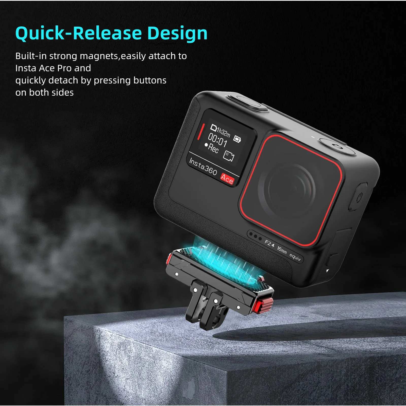 Magnetic Quick Release Adapter for Gopro 12 11 10 Insta360 Ace/Ace Pro ONE X2 Action Camera QR Tripod Adapter Mount Plate