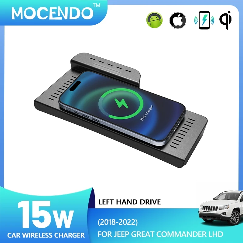 

For Jeep Great Commander 2018 2019 2020 20212022 LHD Car 15W Wireless Charging Phone Base Accessories Trim