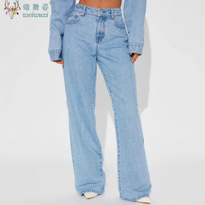 

Baggy Women's Jeans Heart-shaped Pocket Cotton Autumn Denim High Waist Pants Causal Wide Leg Cowboy Trousers Hiphop Streetwear