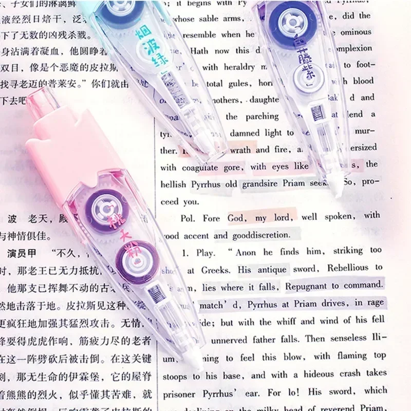 Press Type Hightlighter Tapes Candy Color Decorative Letters Correction Tape Erasable Scrapbook Marker Correction Tape Student