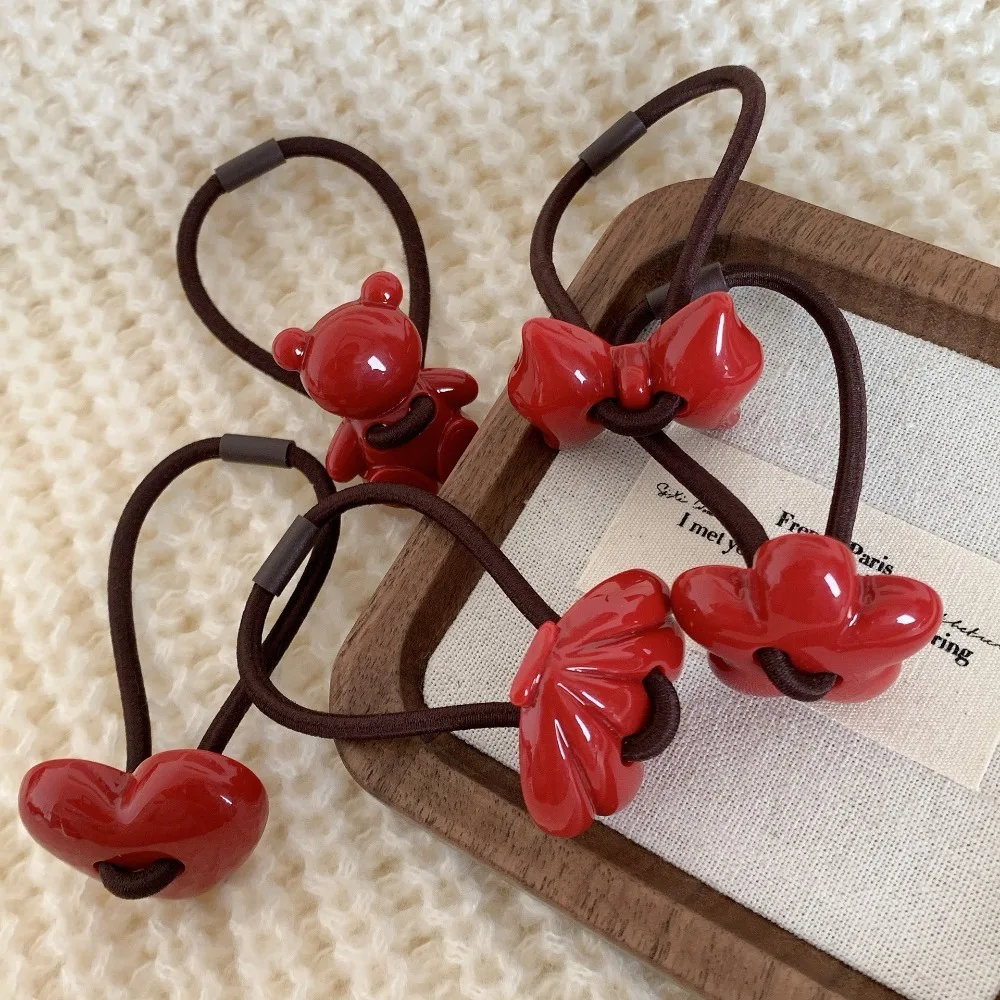 Bandes de Cheveux Rouges en Résine à Haute artificiel asticité, Corde en Caoutchouc, Accessoires Mignons pour Nouvel An