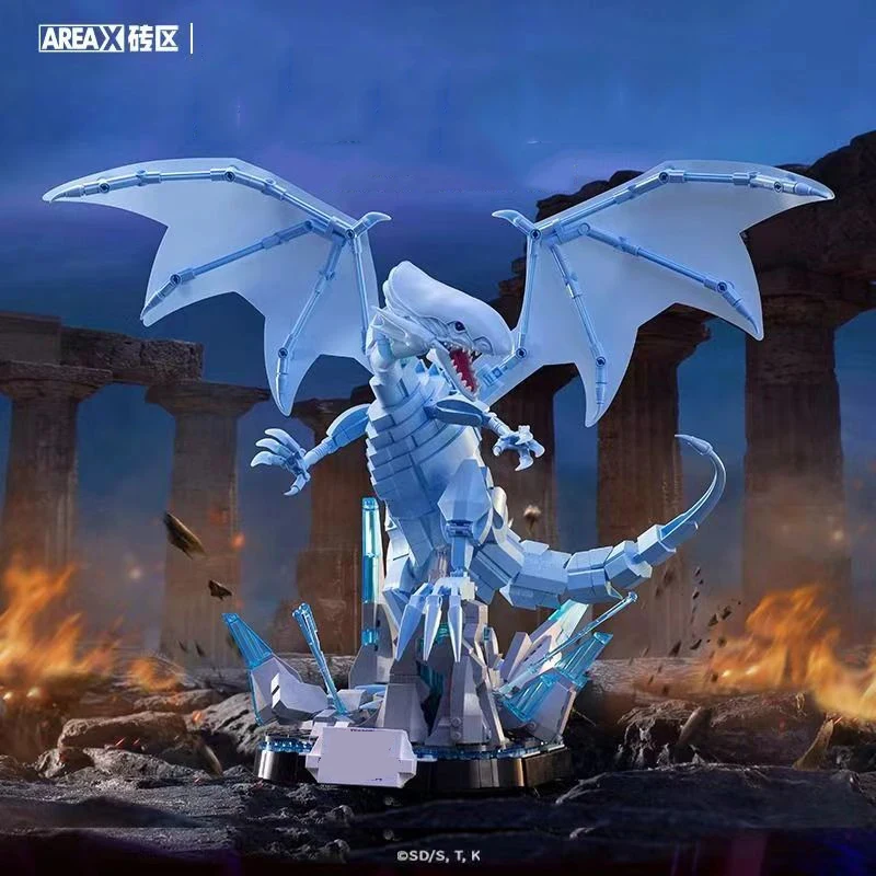 AREAX Blue Eyes White Dragon Building Blocks Classic Card Game Model Bricks Desktop Decoration Ornaments Children's Toys Gift