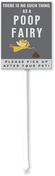 Eveokoki Poop Fairy Please Pick Up Your Poop Yard Signs with Metal Stakes,8x12 Inches, UV Protected & Waterproof,Fade Resist