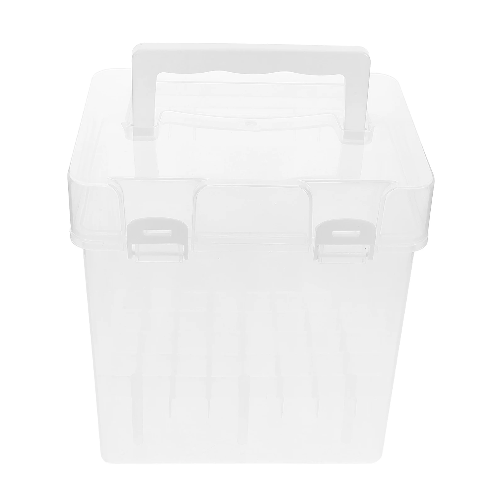 

Portable Marker Storage Box Transparent Lightweight Case Individual Compartments Secure Closure Crayon Organizer Stationery