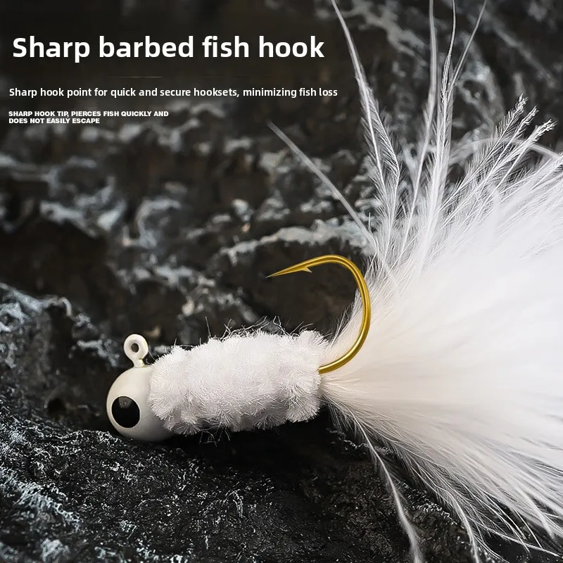 اليدوية الدجاج ريشة هوك مايكرو يطير هوك 0.9g1.7g3.5g الملونة ريشة تهزهز رئيس إغراء باس الطعم وهمية